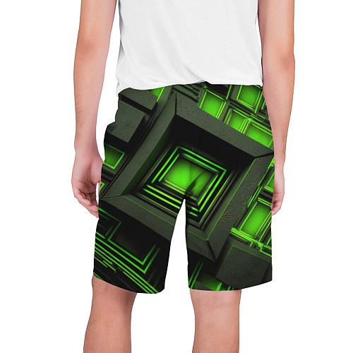 Мужские шорты Неоновые зелёные блоки / 3D-принт – фото 2