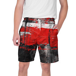 Шорты на шнурке мужские Красная белая черная краска, цвет: 3D-принт