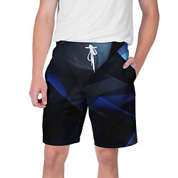 Шорты на шнурке мужские Черная и голубая текстура, цвет: 3D-принт