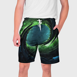 Шорты на шнурке мужские Объемная зеленая абстракция, цвет: 3D-принт