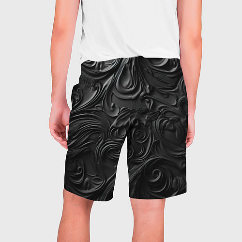 Мужские шорты Черная текстура из кожи с узорами / 3D-принт – фото 2