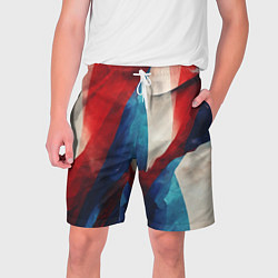 Шорты на шнурке мужские Абстракция в цветах флага РФ, цвет: 3D-принт