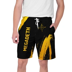 Шорты на шнурке мужские Megadeth - gold gradient: надпись, символ, цвет: 3D-принт