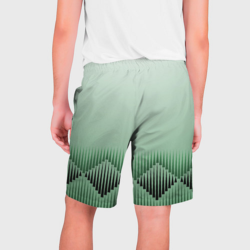 Мужские шорты Зеленый градиент с ромбами / 3D-принт – фото 2
