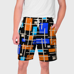 Шорты на шнурке мужские Разноцветная прямоугольная абстракция, цвет: 3D-принт