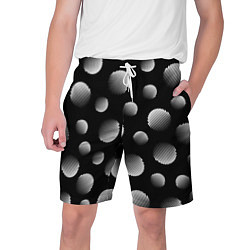 Шорты на шнурке мужские Шары в полоску на черном фоне, цвет: 3D-принт