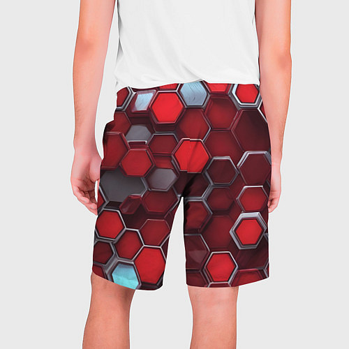 Мужские шорты Cyber hexagon red / 3D-принт – фото 2