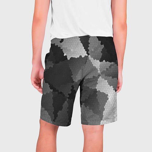 Мужские шорты Мозаичный узор в серых оттенках / 3D-принт – фото 2