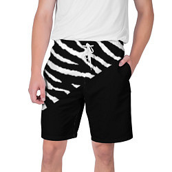 Шорты на шнурке мужские Полосы зебры с черным, цвет: 3D-принт