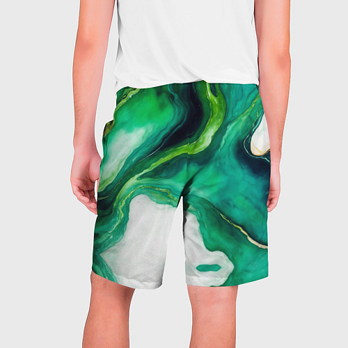 Мужские шорты Жидкий изумруд в стиле арт / 3D-принт – фото 2