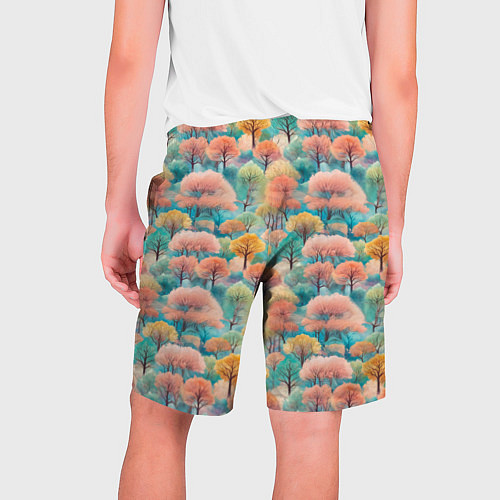 Мужские шорты Деревья разноцветные узор / 3D-принт – фото 2