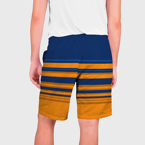 Мужские шорты Желто-синий полосатый узор / 3D-принт – фото 2