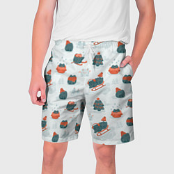 Шорты на шнурке мужские Зимние веселые лягушки, цвет: 3D-принт