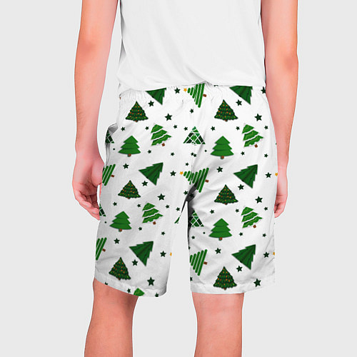 Мужские шорты Узор с зелеными елочками / 3D-принт – фото 2