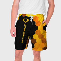 Шорты на шнурке мужские SsangYong - gold gradient: по-вертикали, цвет: 3D-принт