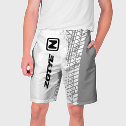 Шорты на шнурке мужские Zotye speed на светлом фоне со следами шин: по-вер, цвет: 3D-принт