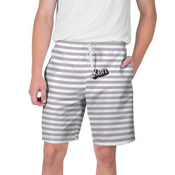 Шорты на шнурке мужские Кен - серые и белые полосы, цвет: 3D-принт
