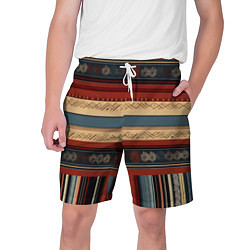 Шорты на шнурке мужские Этнический принт в полоску, цвет: 3D-принт