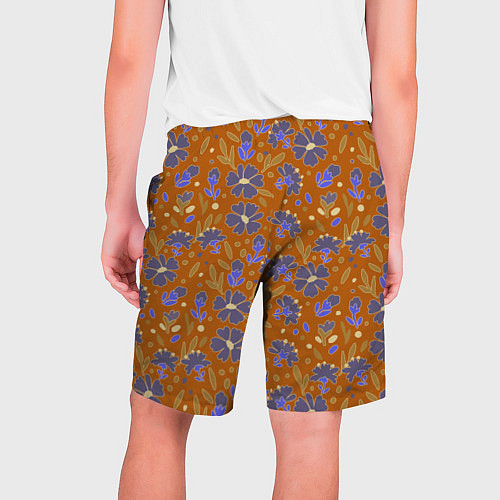 Мужские шорты Цветы в поле коричневый цвет / 3D-принт – фото 2