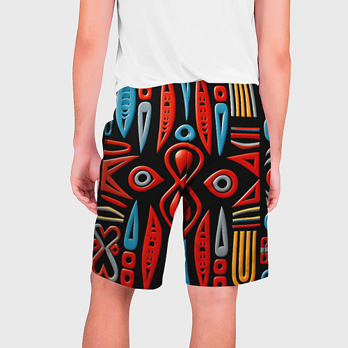 Мужские шорты Красно-синий узор в африканском стиле / 3D-принт – фото 2