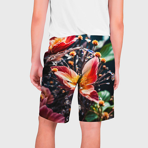 Мужские шорты Красный цветок капли / 3D-принт – фото 2