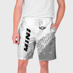 Мужские шорты Mini speed на светлом фоне со следами шин вертикал