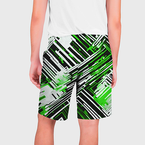 Мужские шорты Киберпанк линии белые и зелёные / 3D-принт – фото 2