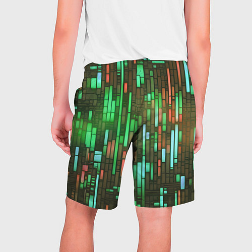 Мужские шорты Неоновые полосы зелёные / 3D-принт – фото 2