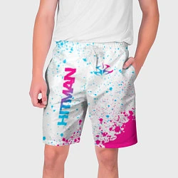 Шорты на шнурке мужские Hitman neon gradient style вертикально, цвет: 3D-принт