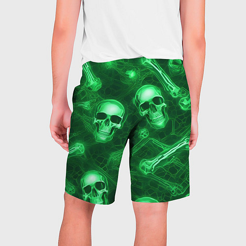 Мужские шорты Зелёные черепа и кости / 3D-принт – фото 2