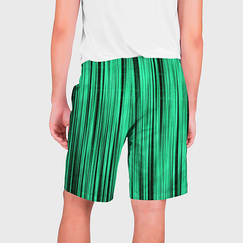 Мужские шорты Абстракция полосы зелёные / 3D-принт – фото 2