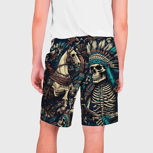 Мужские шорты Татуировка скелета индейца и ковбоя в техасе / 3D-принт – фото 2