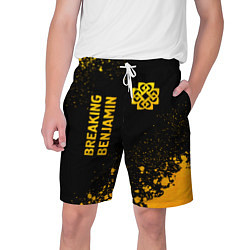 Шорты на шнурке мужские Breaking Benjamin - gold gradient вертикально, цвет: 3D-принт