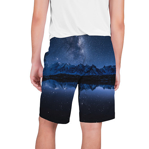 Мужские шорты Галактическая зимняя ночь в горах / 3D-принт – фото 2