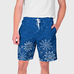Мужские шорты Текстура снежинок на синем фоне