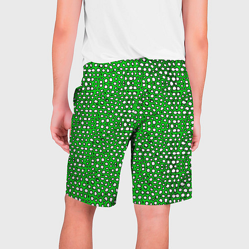 Мужские шорты Белые пузырьки на зелёном фоне / 3D-принт – фото 2