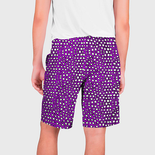 Мужские шорты Белые пузырьки на фиолетовом фоне / 3D-принт – фото 2
