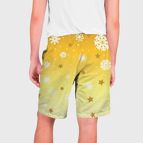 Мужские шорты Снежинки и звезды на желтом / 3D-принт – фото 2