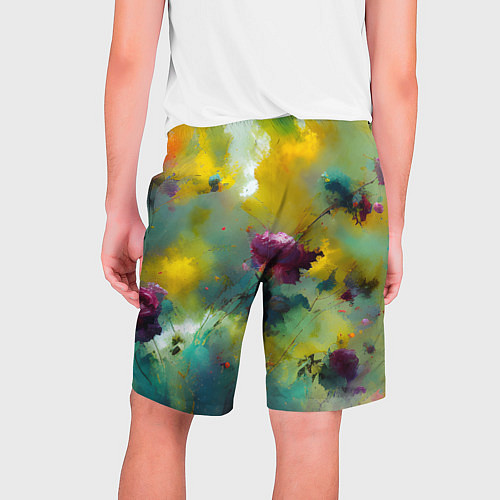 Мужские шорты Абстрактные розы в пятнах краски / 3D-принт – фото 2