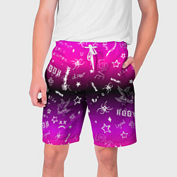 Шорты на шнурке мужские Тату Лил Пипа на фиолетовом, цвет: 3D-принт