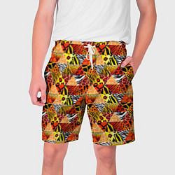 Шорты на шнурке мужские Лоскутные треугольники, цвет: 3D-принт