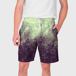 Шорты на шнурке мужские Абстракция - фиолетовые пятна на зеленом фоне, цвет: 3D-принт
