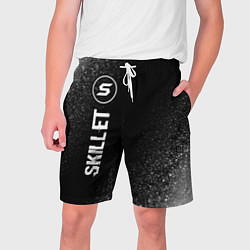 Мужские шорты Skillet glitch на темном фоне по-вертикали