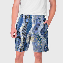 Шорты на шнурке мужские Лоскутные волны, цвет: 3D-принт