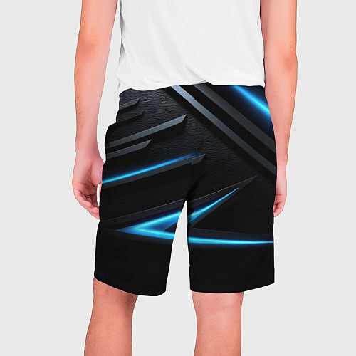 Мужские шорты Черный и синий фон с абстракцией / 3D-принт – фото 2