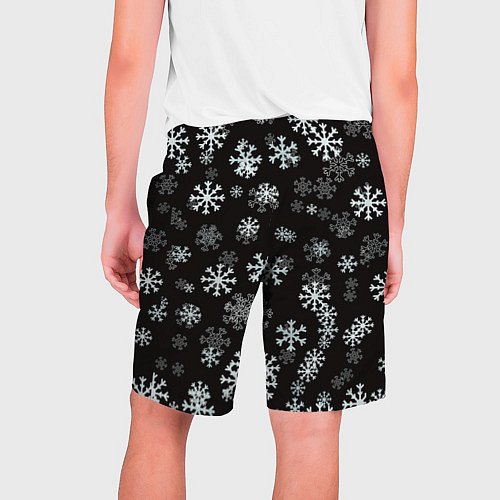 Мужские шорты Снежинки белые на черном / 3D-принт – фото 2