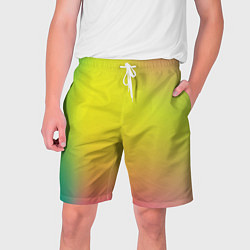 Шорты на шнурке мужские Желтый и зеленый градиент, цвет: 3D-принт
