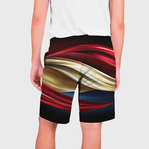 Мужские шорты Золотые и красные волны абстракции / 3D-принт – фото 2
