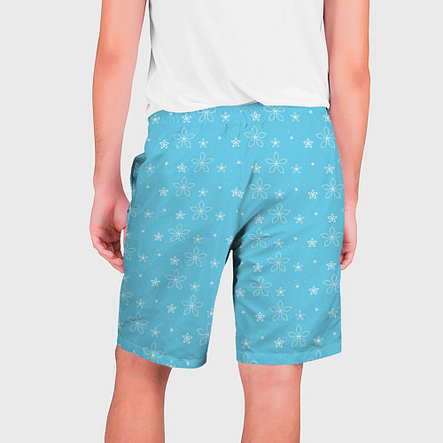 Мужские шорты Паттерн голубой маленькие стилизованные цветы / 3D-принт – фото 2