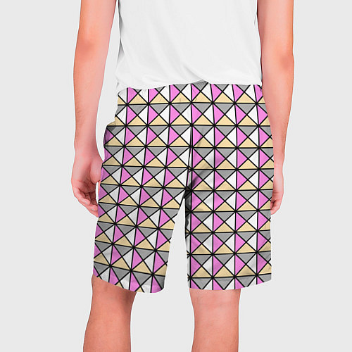 Мужские шорты Геометрический треугольники бело-серо-розовый / 3D-принт – фото 2